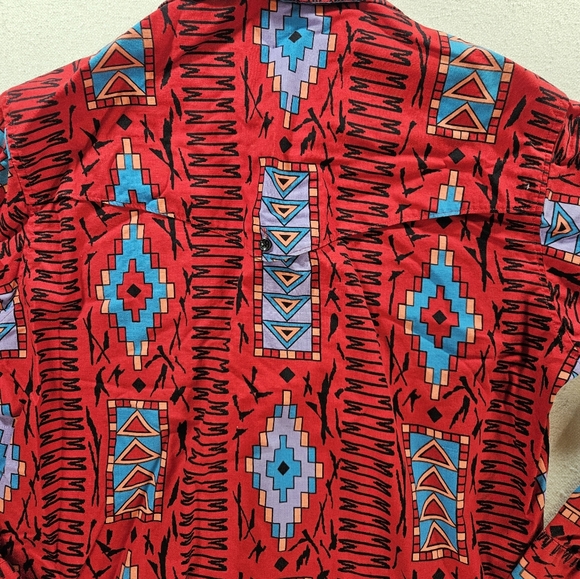 Wrangler Brushpopper Western Shirt 16-35 Large Tall Red Aztec - Picture 8 of 8